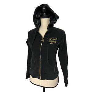 G Unit Clothing Co. Women’s Hoodie Y2K Hip Hop Full Zip Black Gold